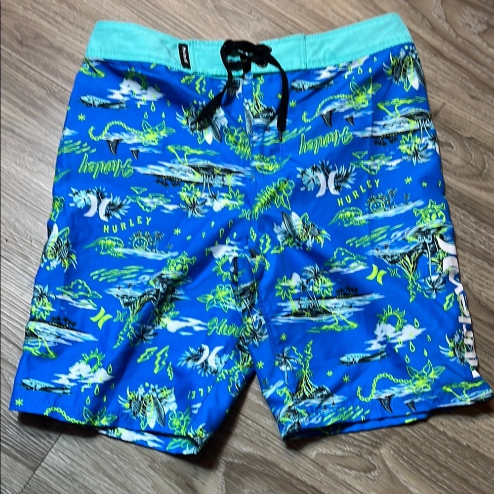 Hurley Blue and Green Board Shorts sz 12